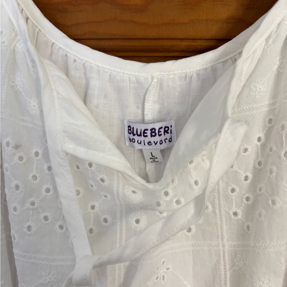 Blueberi Boulevard White Eyelet Summer Dress – Size Large - Picture 2 of 6